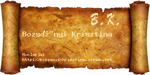 Bozsányi Krisztina névjegykártya